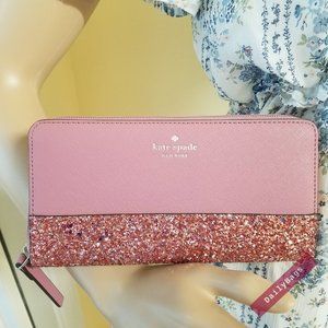 KATE SPADE NEDA GLITTER GRETA COURT PEONY WALLET